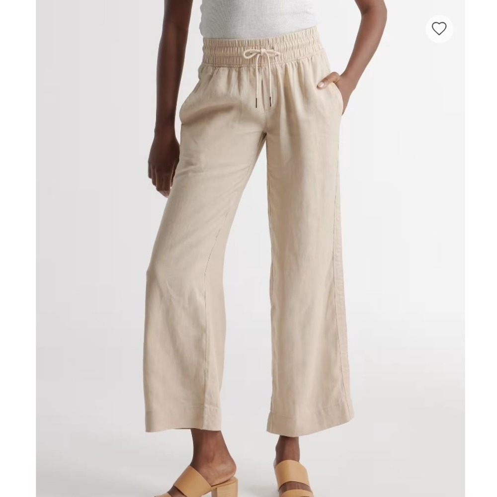 Quince Women 100% European Linen Wide Leg Pants Driftwood Tan Large
